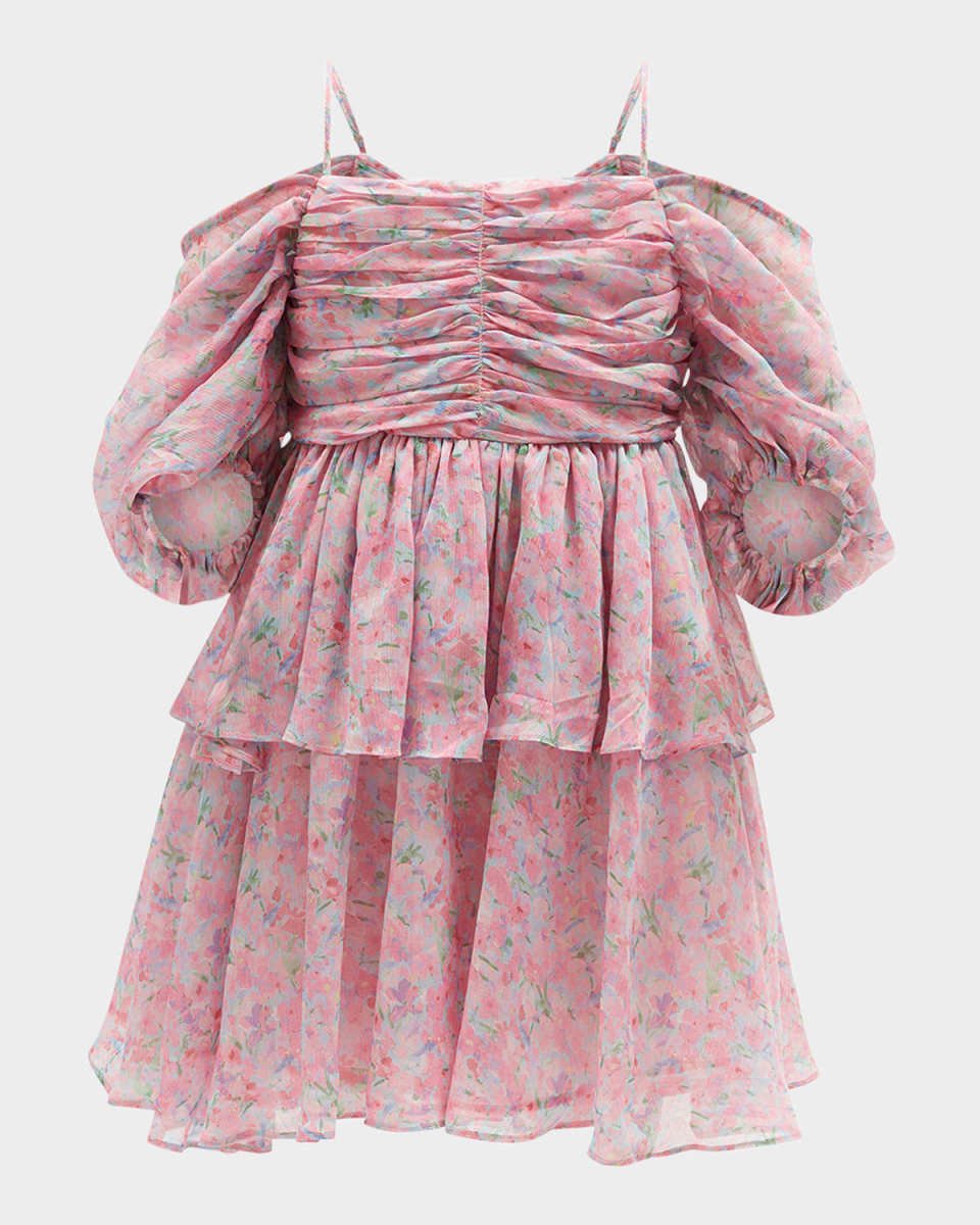 Girl's Anya Tiered Floral-Print Mini Dress, Size 7-